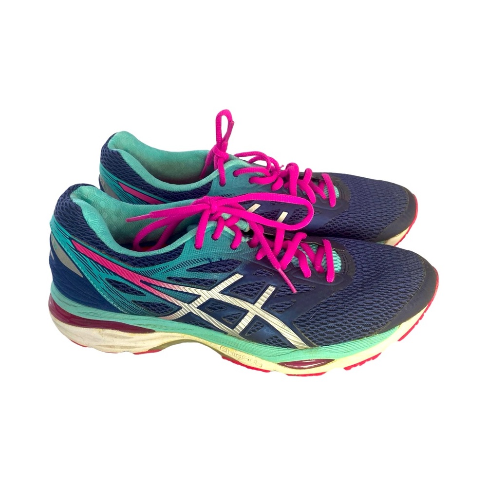 ASICS Woman’s Running Shoes Size 11 Navy Blue & Hot Pink - Picture 1 of 4